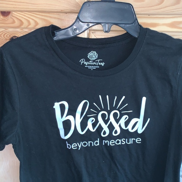 Positivi-tees NWT black “Blessed Beyond Measure” graphic tee shirt size S 4/6 - Picture 2 of 4
